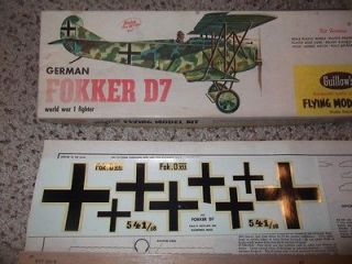 Guillows German Fokker D7 balsa wood flying model kit