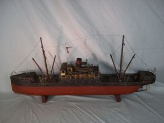 Large 1930s Model Of A Merchant Ship With Basset Lowke Clockwork