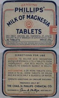 1950‘s~Tin~Phi​llips Milk of Magnesia Tablets