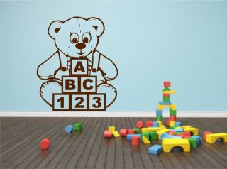 Teddy Bear Blocks ABC Wall Sticker Child Decal Transfer Mural Stencil 