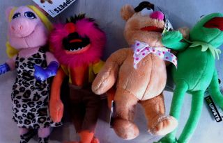 Disney 8 Soft Toy Plush The Muppets  Kermit Miss Piggy Fozzy Bear 