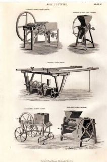 1874 PRINT AGRICULTURE CHAFF CUTTER ~ TURNIP DRILL etc