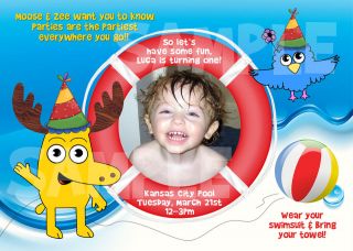 MOOSE and ZEE Birthday Pool Party Invitations