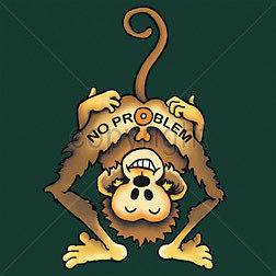Funny T Shirt Monkey Bending Over No Problem Large Kelly Green Tee 