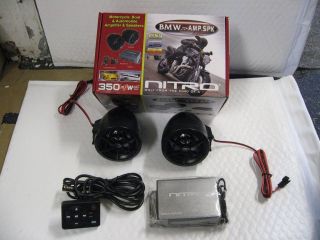 Nitro 2Ch motorcycle audio amp w 2 speakers +amp+remote control fm 