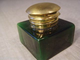 Green Glass Inkwell , can use for Writing Slopes