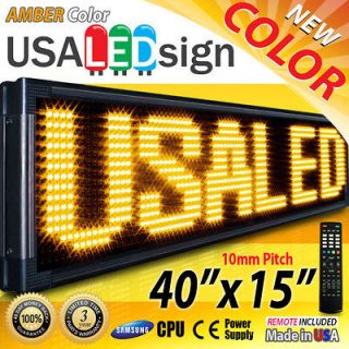 40x15 LED SIGNS AMBER 10MM OUTDOOR PROGRAMMABLE SCROLL MESSAGE 
