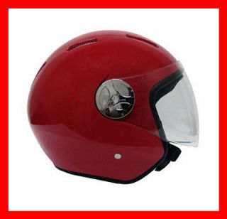 NEW DOT Motorcycle Scooter Moped Open Face Street Helmet Jet Pilot RED 