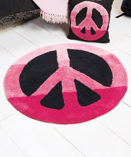 New Pink Peace Sign Shaped Rug 30 Round Accent Throw Rug