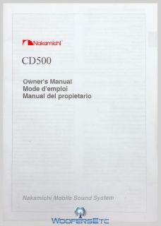 ORIGINAL NAKAMICHI MANUAL FOR CD500 STEREO PLAYER NEW