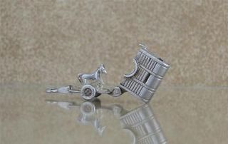 Vintage English Sterling Silver 3D Movable Horse Trailer Charm Opens