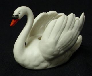 Goebel Vintage Bisque Porcelain Swan Posey Holder ZV 103 I 1950s