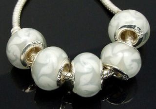 5pcs lampwork murano glass & silver P beads fit European charm 