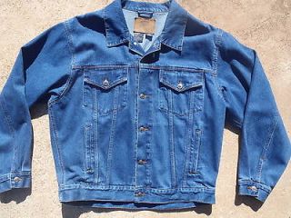 SIZE LARGE ROUTE 66 BRAND, BLUE DENIM JEANS JACKET, VERY GOOD 
