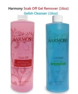 Harmony Soak Off Gel Remover & Gelish Cleanser 16oz new 