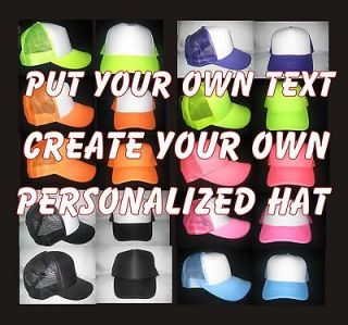 Personalized Neon Meash Trucker Hat Cap Snapback Customize Custom 