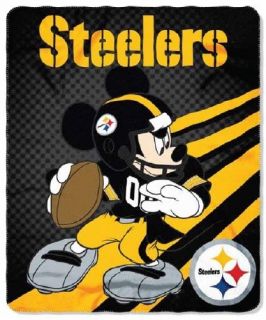 NFL Licensed Pittsburgh Steelers Football Mickey Mouse 50x60 Fleece 