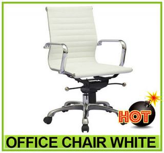 Synthetic Leather Computer Desk Office Chair White With Arms New 
