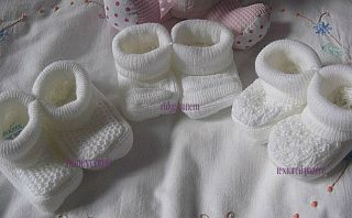 cariads cradle knitted booties 17/19 inch reborn dolls~ 0/3 months