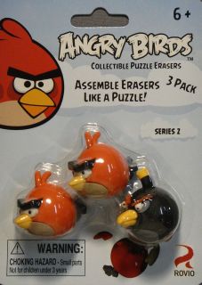 ANGRY BIRDS RED AND BLACK BIRDS 3 PACK SERIES 2 COLLECTIBLE PUZZLE 