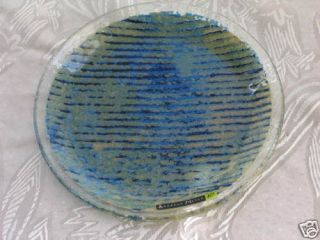 Andreas Meyer Handmade Fused Glassware Dish Plate Blue Jeans Serving 