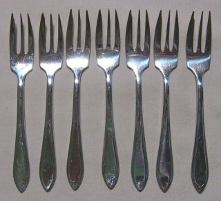PLAIN SET OF 7 DESSERT OR BERRY FORKS SILVERPLATED BY GERO
