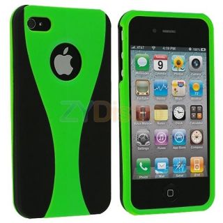 Green 3 Piece Hybrid Hard Case Cover for AT&T Sprint Verizon iPhone 4S 