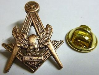   HOG Masonic Masonry ANTIQUE COPPER Tie Tack Jacket Hat Lapel Pin