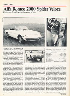 1977 Alfa Romeo 2000 Spider Veloce   Classic Article D130