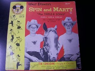 Walt Disneys Spin and Marty The Triple R Song 78 Record w/Picture 
