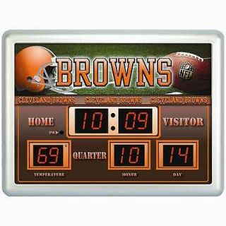 Cleveland Browns NFL Football Scoreboard Digital Wall Clock w/ Temp 