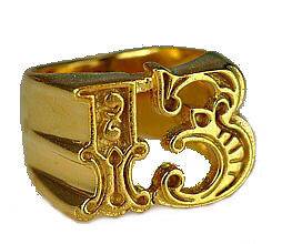 Heavy Lucky Number # 13 Thirteen Gold plated silver 925
