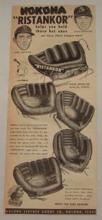 1951 Nokona baseball ad~ CHICO CARRASQUEL, CARL ERSKINE