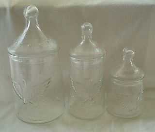 VINTAGE APOTHECARY DRUGSTORE GLASS JARS CANISTERS STORAGE CANDY DISH 
