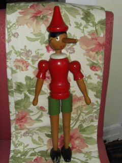 VINTAGE PINOCCHIO WOODEN JOINTED 22 INCHES STANDS OT SITS