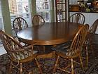 Natural Oak Kitchen Dining Table and 6 Chairs Double Pedestal Drop 