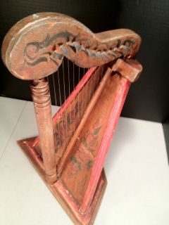   Wood Table Harp, Nicely Finished, Old Tuning Pegs, Body in Great Shape