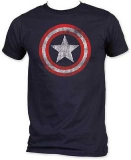 New Licensed Captain America Distressed Shield Marvel Adult T Shirt S 