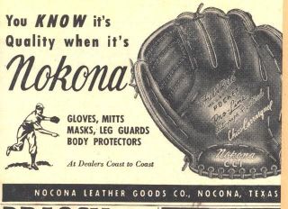 1960 lg b ad nokona baseball leather goods