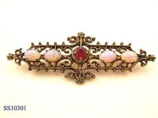 Vintage Silver Sterling Treasure Pin Opal Ruby Sarah Coventry 1972