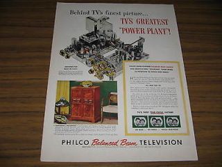 1951 Vintage Ad Philco Balanced Beam Television TV True Focus Picture