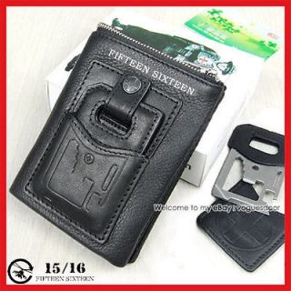 New Tough Punk Genuine Leather Black multifunctional Mens Wallet purse 