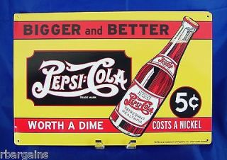   Bigger and Better Metal Tin Soda Bar Sign Vintage Style RETRO Decor