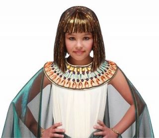   NEW EGYPTIAN CHILD CLEOPATRA BLACK GOLD HALLOWEEN COSTUME WIG ONE SIZE