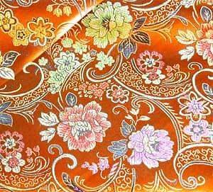 Newly listed Orange CHINESE BROCADE TAPESTRY FABRIC 3 Yards / 2.7 