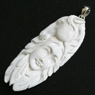 16 HANDCARVED INDIAN HORSE BUFFALO BONE 925 STERLING SILVER 