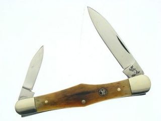   WHITTLER, 2 BLADE FOLDING KNIFE, OLD FASHIONED BUCK SKIN BONE HANDLE