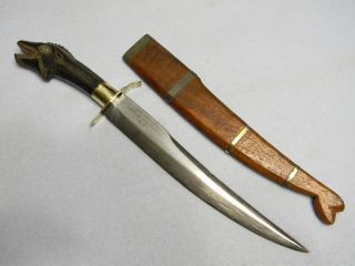   Philippines Theater Made Fighting Knife + Wood Sh *YMIR Carved Handle