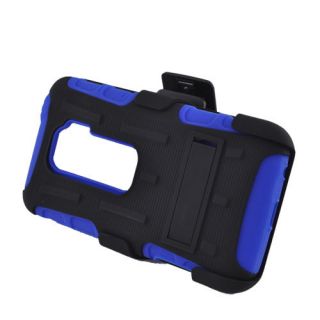 For HTC EVO 3D Shooter/ EVO V 4G Hybrid Case Cover Blue/Black Stand 