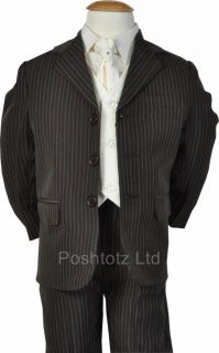 Boys 5pc Dr Who Style Brown Suits Page Boy Formal 3 4 y